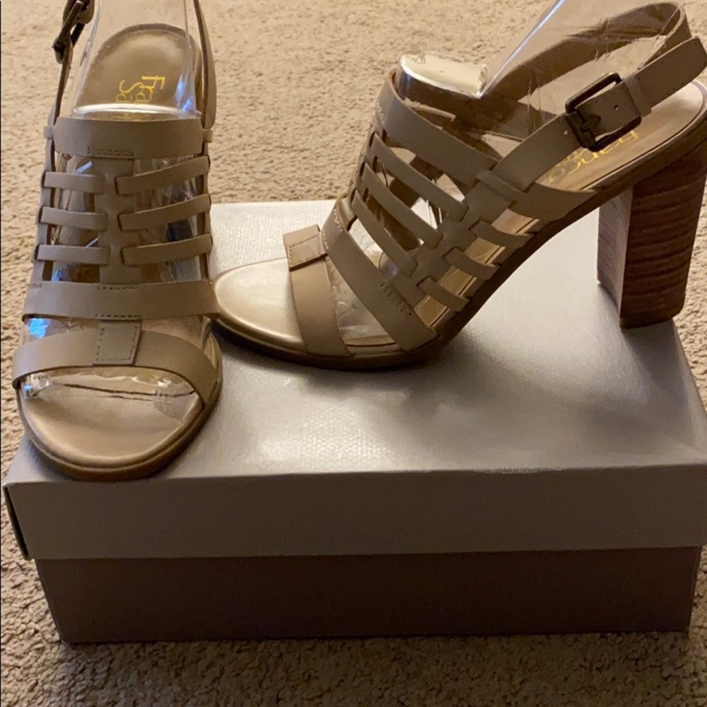 Tan sandal with heel